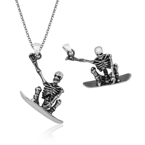 925 Silver Skeleton Snowboarding - Picture 6 of 8